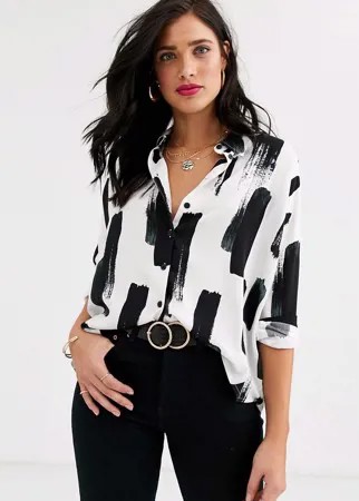 Короткая рубашка с длинными рукавами и принтом ASOS DESIGN-Мульти