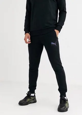 Узкие джоггеры с переливающимся логотипом Puma-Черный