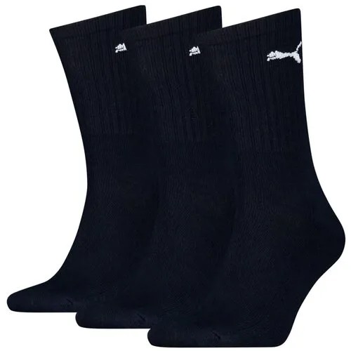 Носки PUMA, комплект, 3 пары, размер 43-46, черный