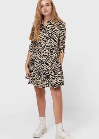 Stradivarius Короткое Платье-Рубашка Цвет Камня S