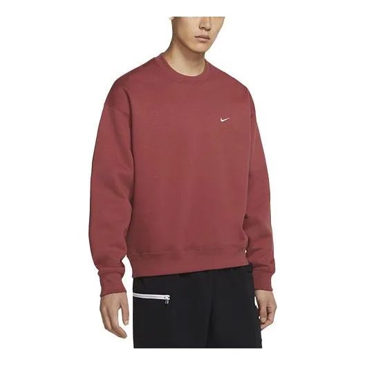 Толстовка Men's Nike Lab Fleece Crew Solid Color Plush Stay Warm Sports Round Neck Pullover Red, мультиколор