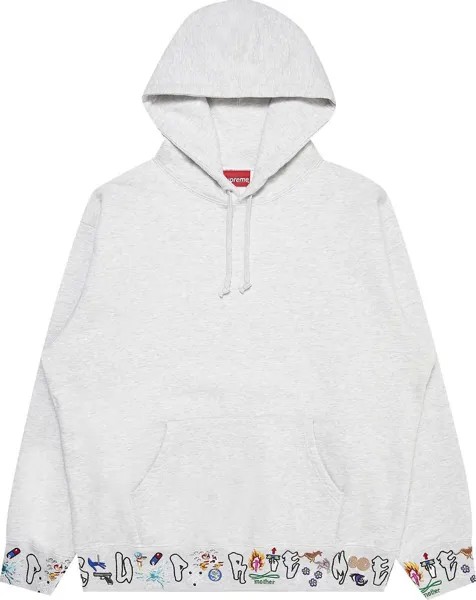 Толстовка Supreme AOI Icons Hooded Sweatshirt 'Ash Grey', серый