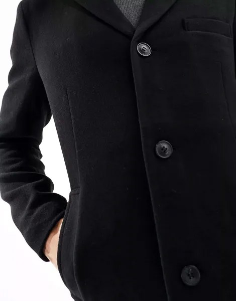 Черное пальто из смесовой шерсти Only & Sons