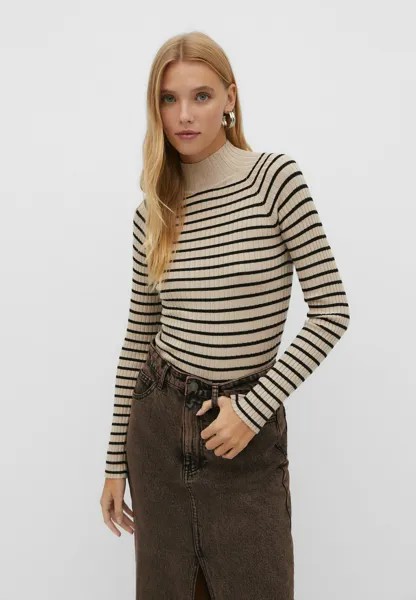 Свитер Striped Mock Turtleneck Stradivarius, коричневый