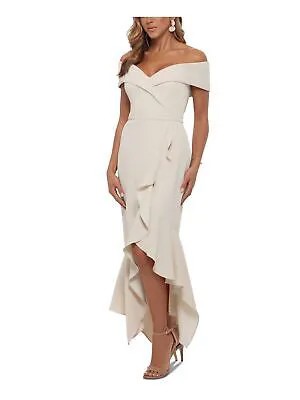 XSCAPE Женское серое асимметричное платье макси с разрезом и короткими рукавами, коктейльное платье-русалка 6