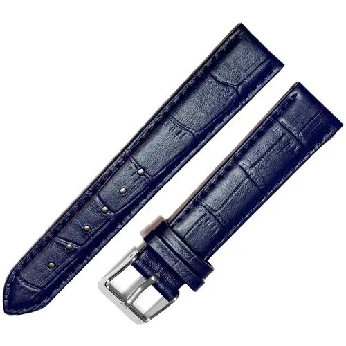 Ремешок 1805-01-1-7 Kroko Синий кожаный ремень 18 мм для часов наручных из кожи натуральной мужской женский матовый крокодил