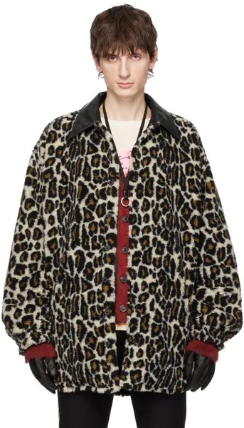 Черно-бежевая куртка с леопардовым принтом Maison Margiela