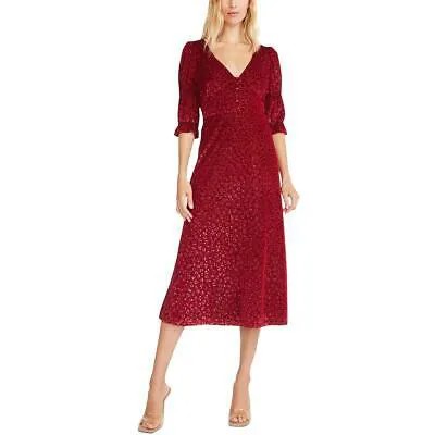 Женское красное бархатное платье миди с принтом из телячьей кожи Betsey Johnson S BHFO 7692