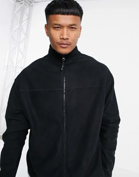 Черная флисовая oversized-олимпийка ASOS DESIGN-Черный цвет