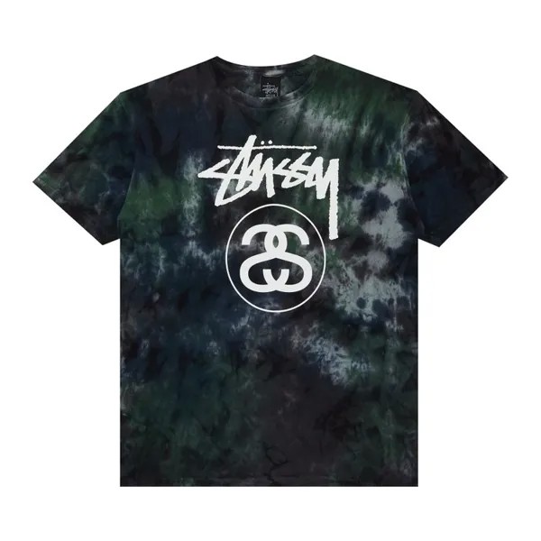 Футболка Stussy Stock Link Tie Dye 'Green', зеленый