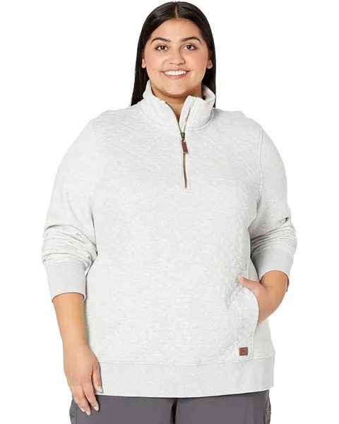 Толстовка L.L.Bean Plus Size Quilted 1/4 Zip Pullover Long Sleeve, серый