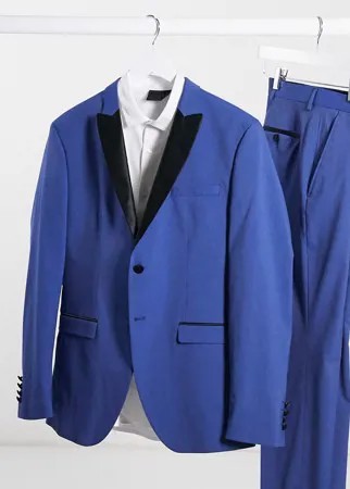 Синий приталенный пиджак-смокинг Selected Homme-Голубой