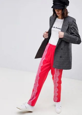 Спортивные штаны с кружевом ASOS-Розовый