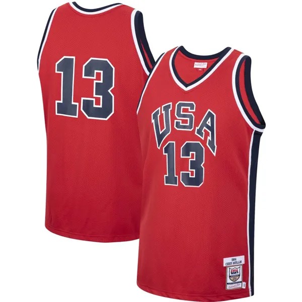 Мужская красная баскетбольная майка Mitchell & Ness Chris Mullin США 1984 года выпуска