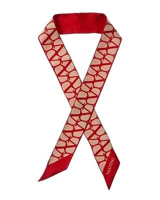 Женский шелковый шарф-бандо Valentino Vlogo Signature, красный