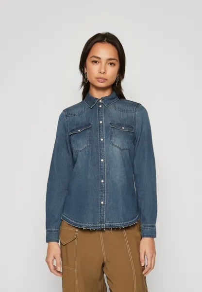 Блузка-рубашка VMMARIA SLIM SHIRT Vero Moda Petite, цвет medium blue denim