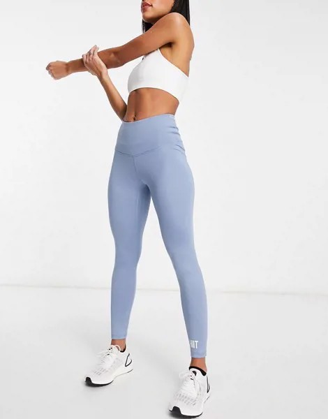 Нежно-голубые моделирующие леггинсы со сборками HIIT-Голубой