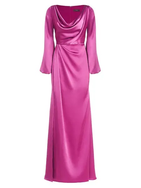 Атласное платье Eliana с воротником-хомутом Theia, цвет rosewood