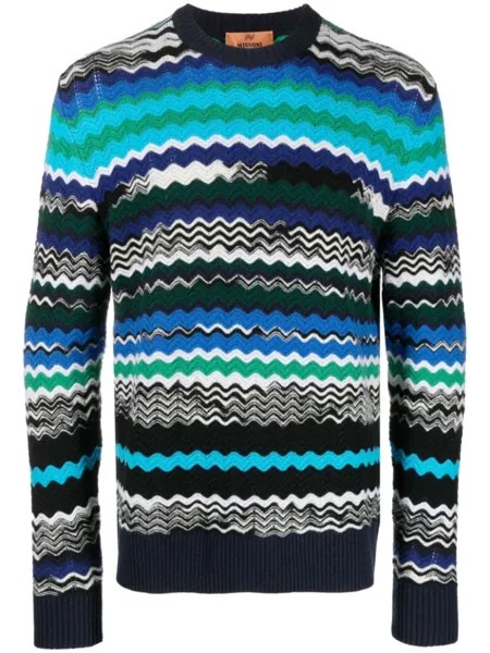 Джемпер из смесовой шерсти с узором зигзаг Missoni, синий