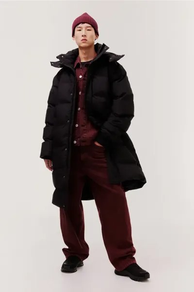Длинная стеганая куртка regular fit H&M, черный