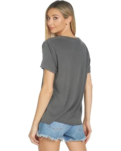 Футболка Lauren Moshi Elara Janis Joplin with Crystals Boyfriend V-Neck Tee, цвет Pigment Black