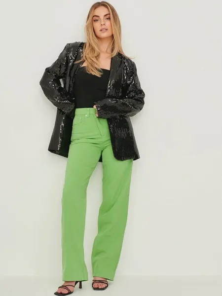 Широкие джинсы NA-KD, светло-зеленый