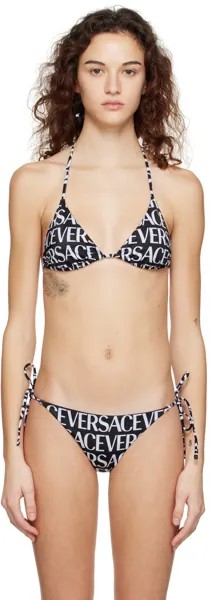 Черный сплошной бикини-топ Versace Underwear