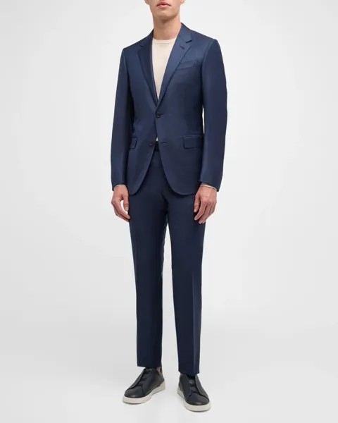 Мужской шерстяной костюм в полоску ZEGNA, цвет Navy Stripe