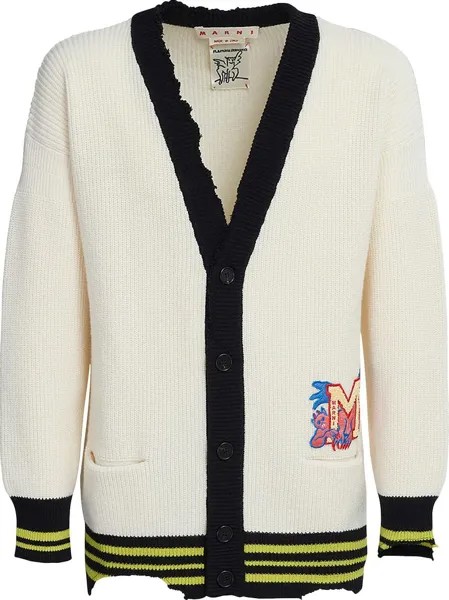 Кардиган Marni Raw Edge Cardigan 'Antique White', кремовый