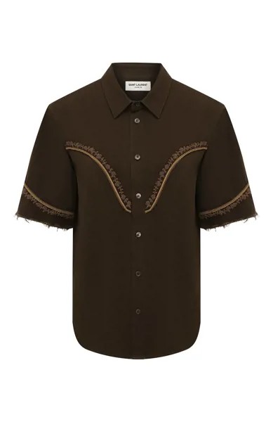 Блузка из смеси хлопка и льна Saint Laurent