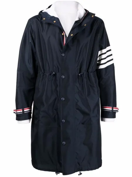 Пальто с капюшоном и полосками 4-Bar Thom Browne, синий