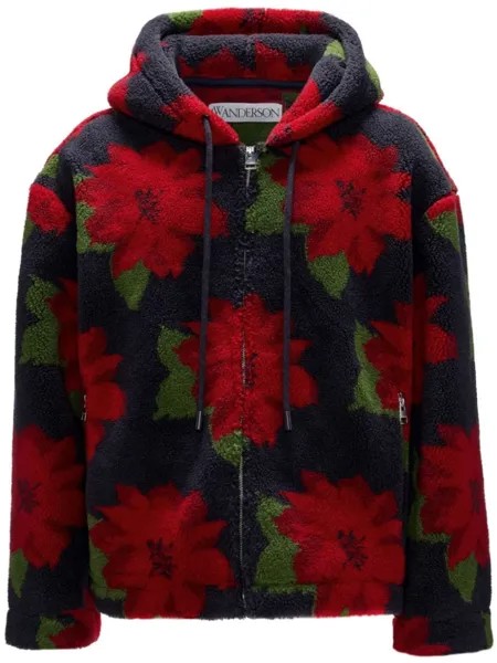 JW Anderson куртка с капюшоном и цветочным принтом, синий