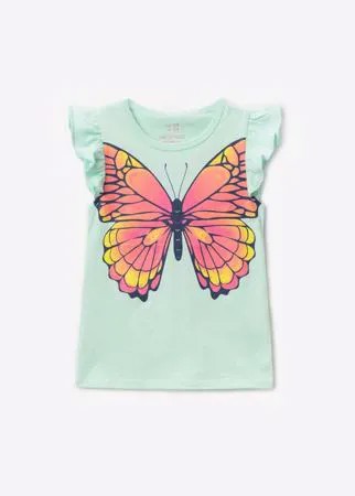 Мятная футболка с бабочкой для девочки Gloria Jeans