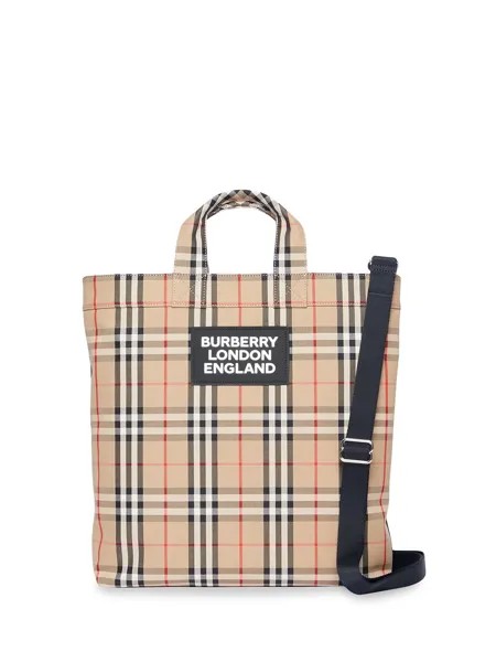 Burberry сумка-тоут в клетку Vintage Check с логотипом