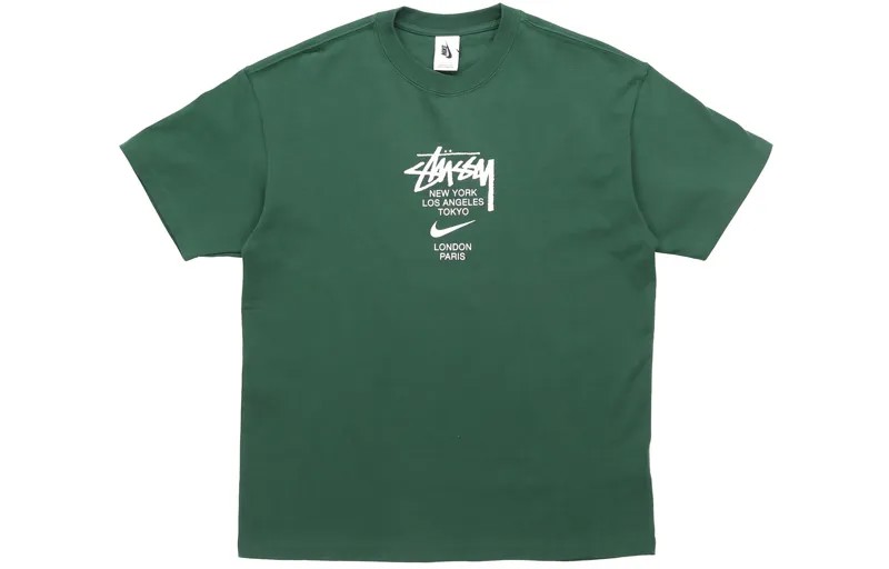 Футболка серии Nike X Nike Co-branded Series унисекс зеленая Stussy, зеленый