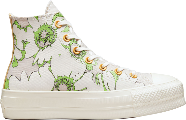 Кроссовки Converse Wmns Chuck Taylor All Star Lift Platform High Crafted Florals, белый