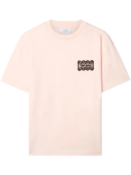 Off-White футболка с кружевными деталями, розовый