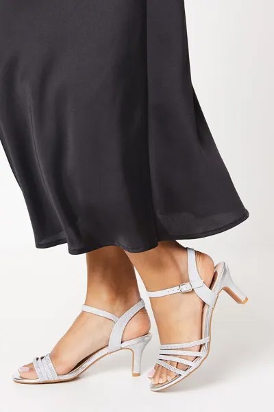 Хорошо для подошвы: босоножки на каблуке с блестящими ремешками Ellen Diamante Dorothy Perkins, серебро