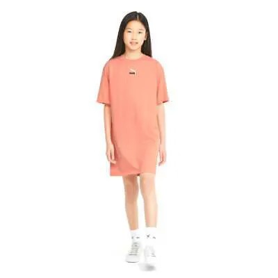 Платье Puma Grl, футболка с круглым вырезом и короткими рукавами, молодежная футболка для девочек, размер 4T, повседневная 533393