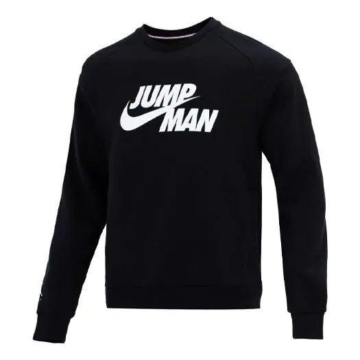 Толстовка Men's Jordan Logo Printing Fleece Lined Stay Warm Sports Pullover Round Neck Black, Черный