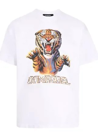 DOMREBEL distressed tiger logo-print T-shirt