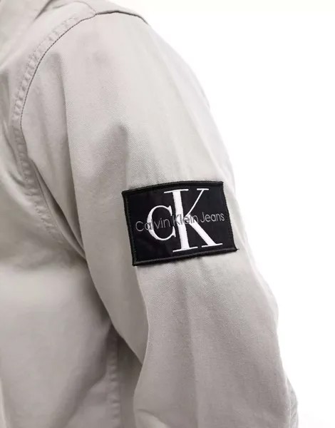 Серая свободная рубашка с монограммой и логотипом Calvin Klein Jeans