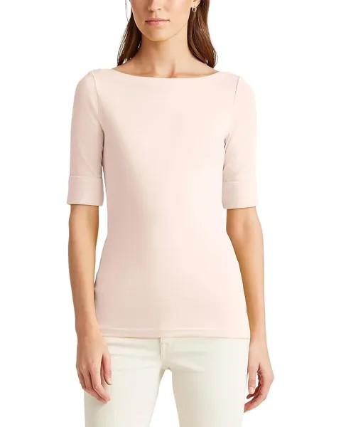 Футболка LAUREN Ralph Lauren Petite Stretch Cotton Boatneck, цвет Pale Rose