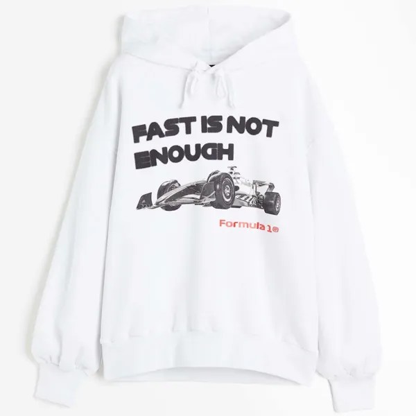 Худи H&M Formula 1 Printed Oversized, белый