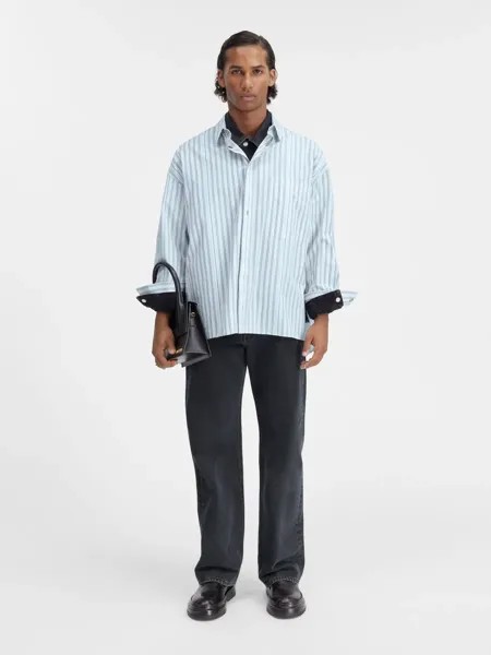 Рубашка с накладным карманом La chemise Jacquemus, синяя полоска