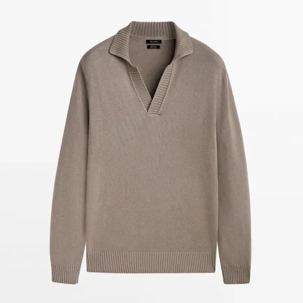 Свитер-поло Massimo Dutti, коричневый