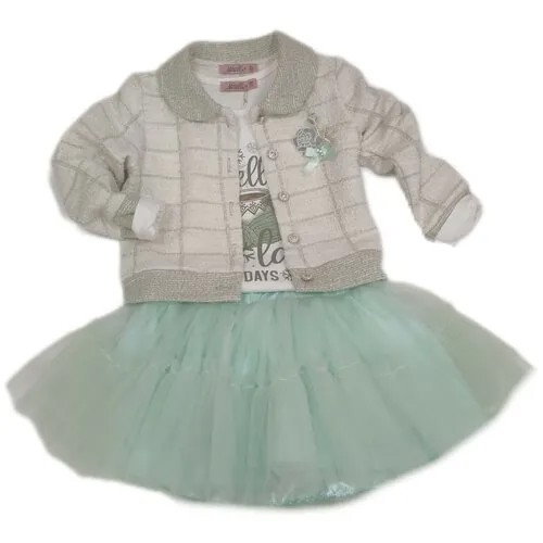 Комплект одежды   для девочек, кофта и юбка и джемпер, повседневный стиль, размер 92, зеленый