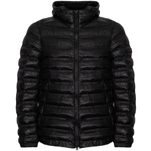 Куртка Peuterey, демисезон/зима, силуэт прямой, капюшон, стеганая, карманы, размер 54, черный