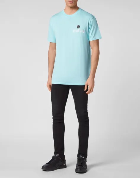 Футболка с круглым вырезом SS Gothic Plein Philipp Plein, цвет Light Blue