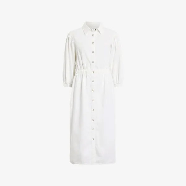 Джинсовое платье миди osa с объемными рукавами и резинкой на талии Allsaints, белый